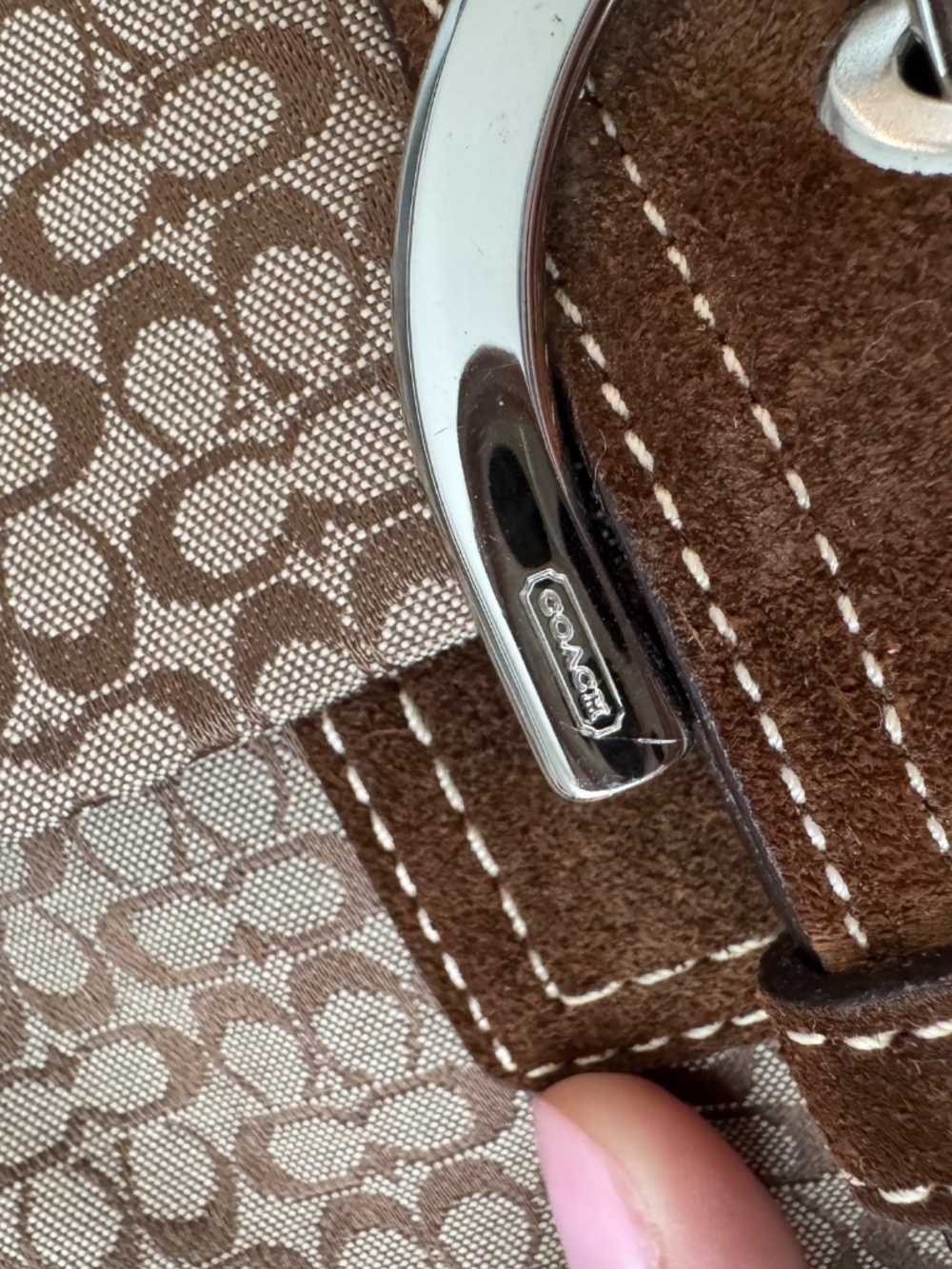 Vintage Coach Soho Signature Shoulder Bag 3628 Purse Brown Suede Buckle Y2K - Picture 6 of 11